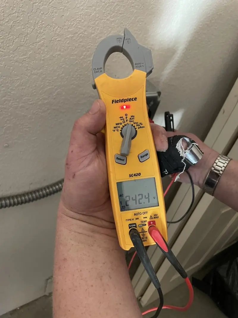 Voltage testing with clamp meter during Hot Tub / Pool Electrical Wiring in Tuckerton
